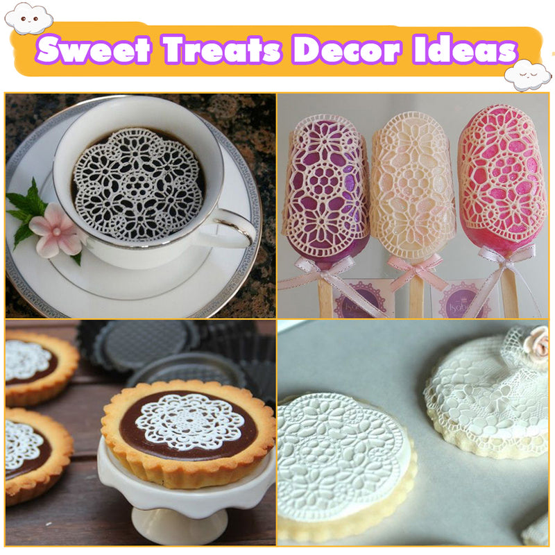 Edible Cake Lace Doilies for Cupcake Topper Decoration Pure White Random Pack of 8