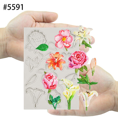 Flower Silicone Mold for Air Dry Clay Plaster Fondant Cake Deco 11-Cavity
