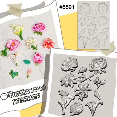 Flower Silicone Mold for Air Dry Clay Plaster Fondant Cake Deco 11-Cavity