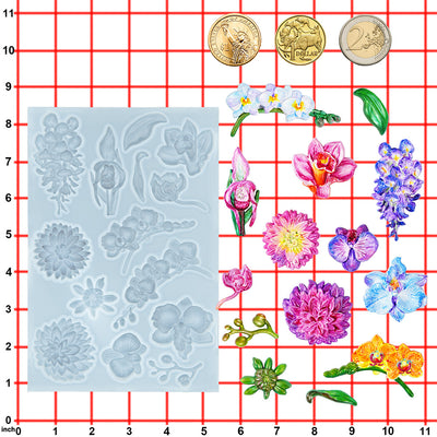 Flower Fondant Mold for Air Dry Clay Crafts 14-Cavity