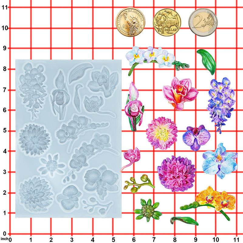 Flower Fondant Mold for Air Dry Clay Crafts 14-Cavity