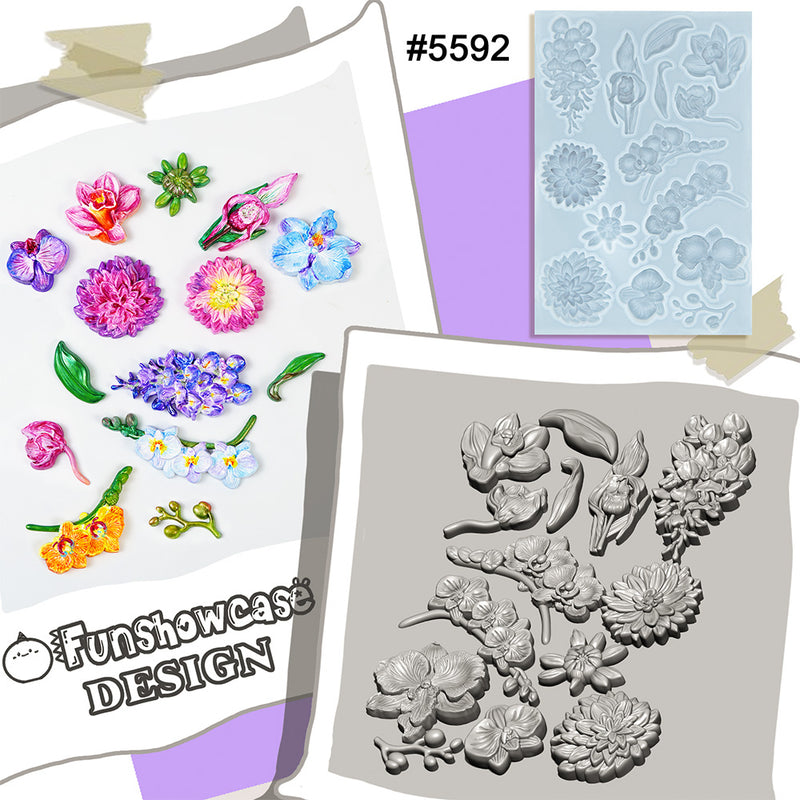 Flower Fondant Mold for Air Dry Clay Crafts 14-Cavity