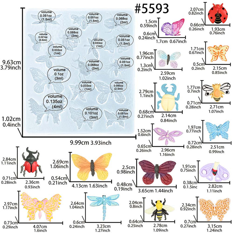 Butterfly and Insects Mold Silicone for Fondant, Air Dry Clay, Resin Crafts