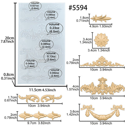 Silicone Mold for Polyclay Air Dry Clay Plaster Crafts Rococo Bow Swag