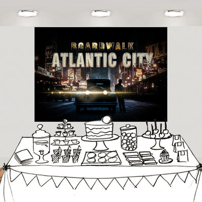 Atlantic City Night Backdrop Photography Background 7x5ft Studio Photo Booth Props