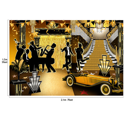 20s Gatsby Flapper Jazz Party Backdrop Photography Background 7x5ft Studio Photo Booth Props