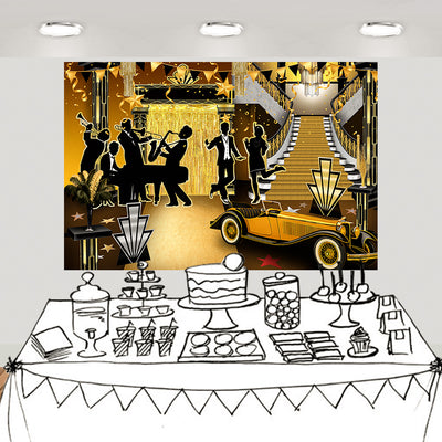 20s Gatsby Flapper Jazz Party Backdrop Photography Background 7x5ft Studio Photo Booth Props