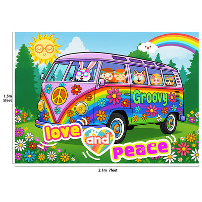60s Groovy Hippie Backdrop Photography Background 7x5ft Studio Photo Booth Props