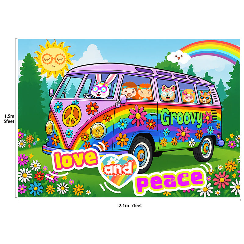 60s Groovy Hippie Backdrop Photography Background 7x5ft Studio Photo Booth Props