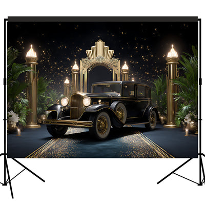 20s Gatsby Gangster Car Backdrop Photography Background 7x5ft Studio Photo Booth Props