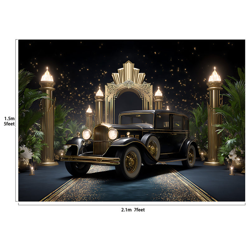 20s Gatsby Gangster Car Backdrop Photography Background 7x5ft Studio Photo Booth Props
