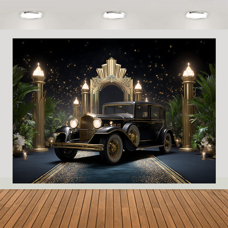 20s Gatsby Gangster Car Backdrop Photography Background 7x5ft Studio Photo Booth Props