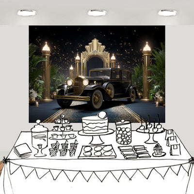 20s Gatsby Gangster Car Backdrop Photography Background 7x5ft Studio Photo Booth Props