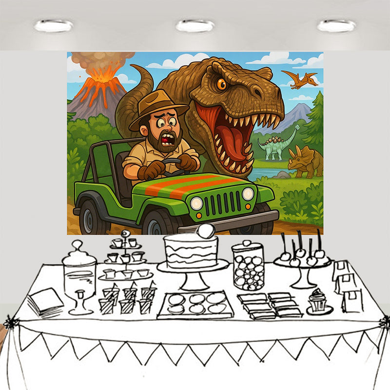 Jurassic Dinosaurs Backdrop Photography Background 7x5ft Studio Photo Booth Props