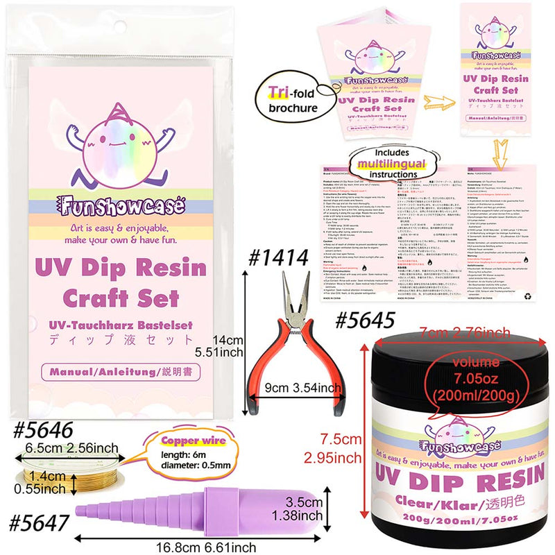UV Dip Resin Crystal Clear 200ml Kits for Wire Flowers DIY Jewelry Art