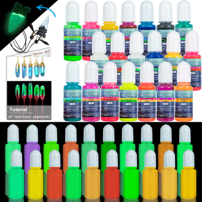 Luminous Epoxy Resin Pigments Glow in Dark Liquid Colorants 20 Colors Each 10g 10ml 0.35oz