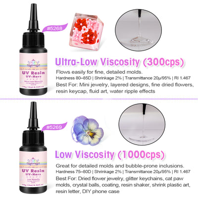 Clear UV Resin Hard Ultra High to Low Viscosity 4 Samples