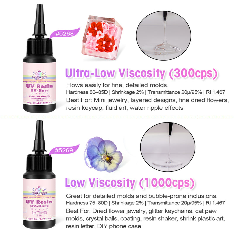 Clear UV Resin Hard Ultra High to Low Viscosity 4 Samples