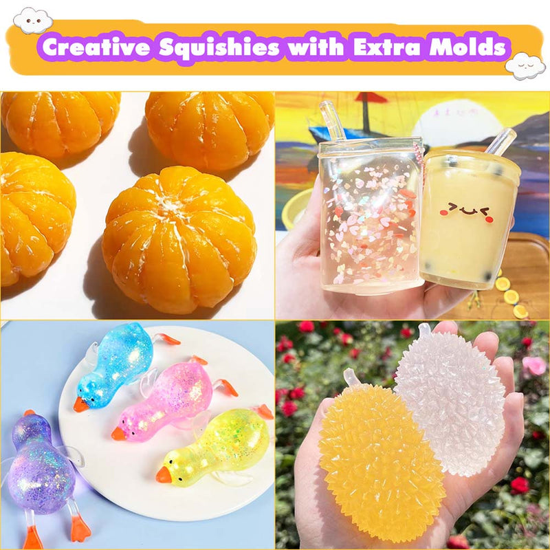 Taba Squishy Kit Set Liquid Gel 3-Inch Paw Silicone Mold Flocking