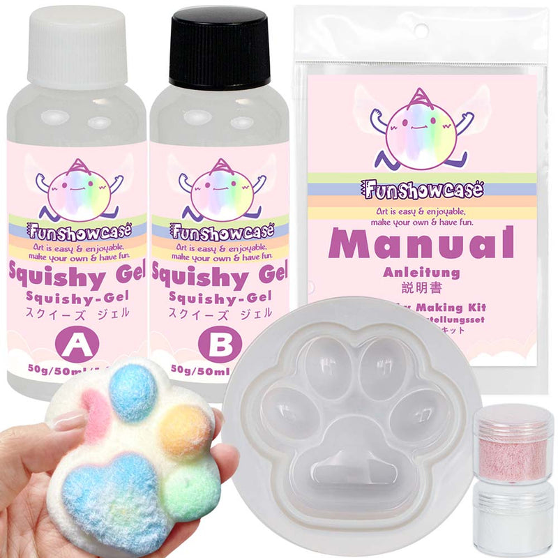 Taba Squishy Kit Set Liquid Gel 3-Inch Paw Silicone Mold Flocking