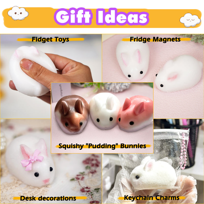Taba Squishy Making Kit Gel+Bunny Silicone Mold+Flocking+Pigment