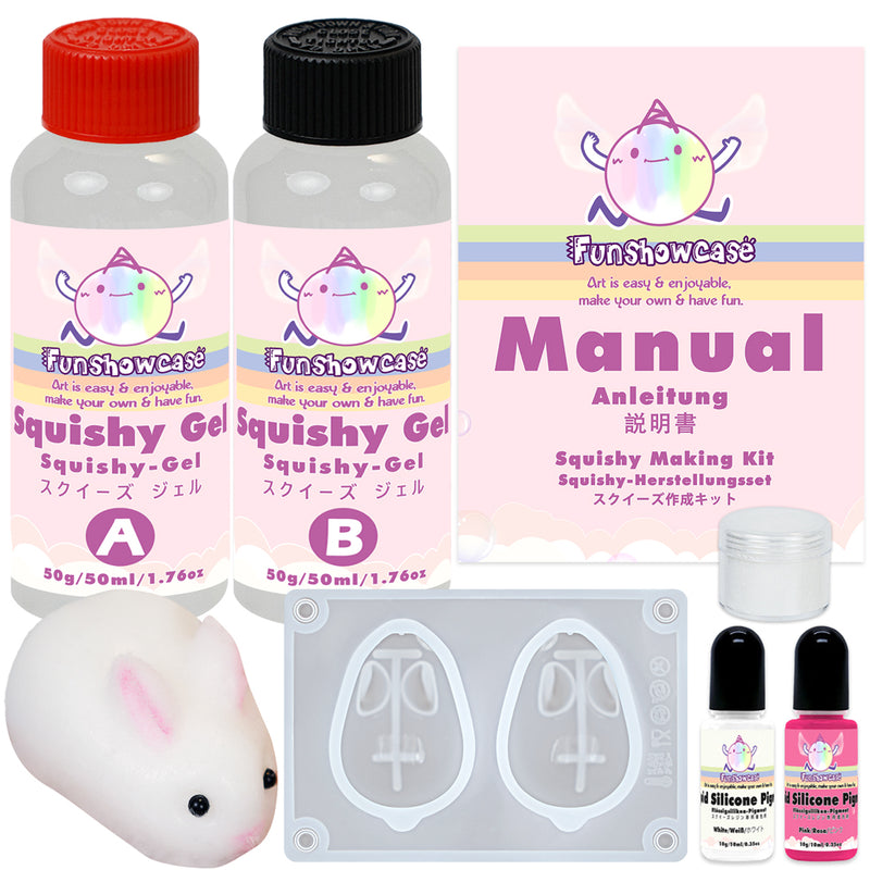 Taba Squishy Making Kit Gel+Bunny Silicone Mold+Flocking+Pigment