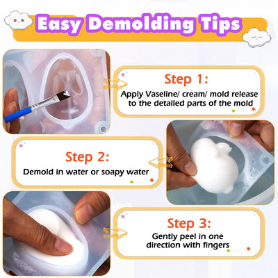 Taba Squishy Making Kit Gel+Bunny Silicone Mold+Flocking+Pigment