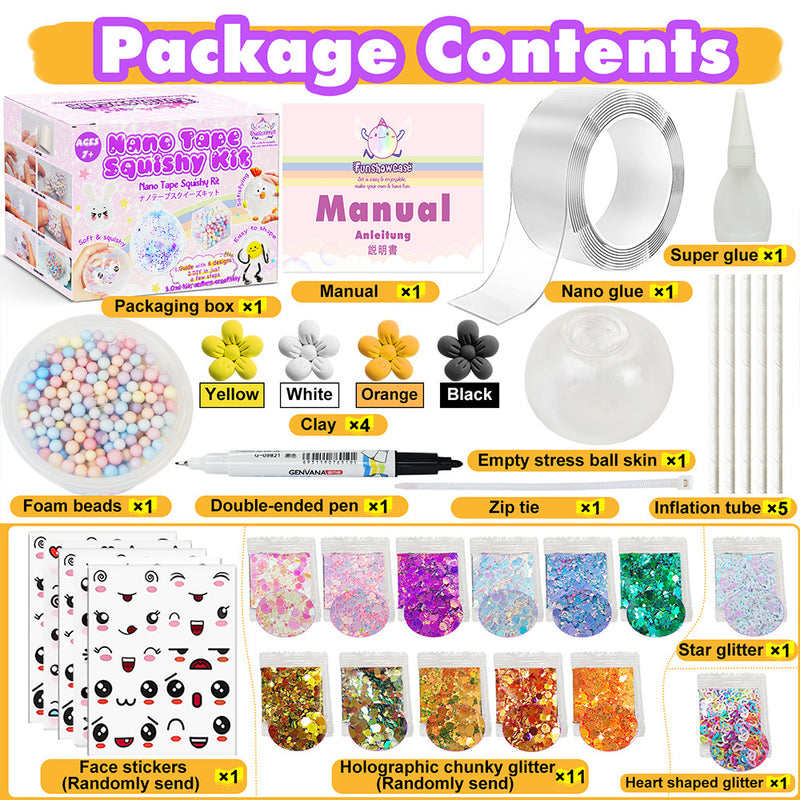Nano Tape Bubble Kit with Clay, Marker, 6-Design Guide Squishy Maker Set