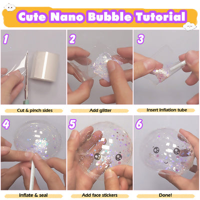 Nano Tape Bubble Kit with Clay, Marker, 6-Design Guide Squishy Maker Set