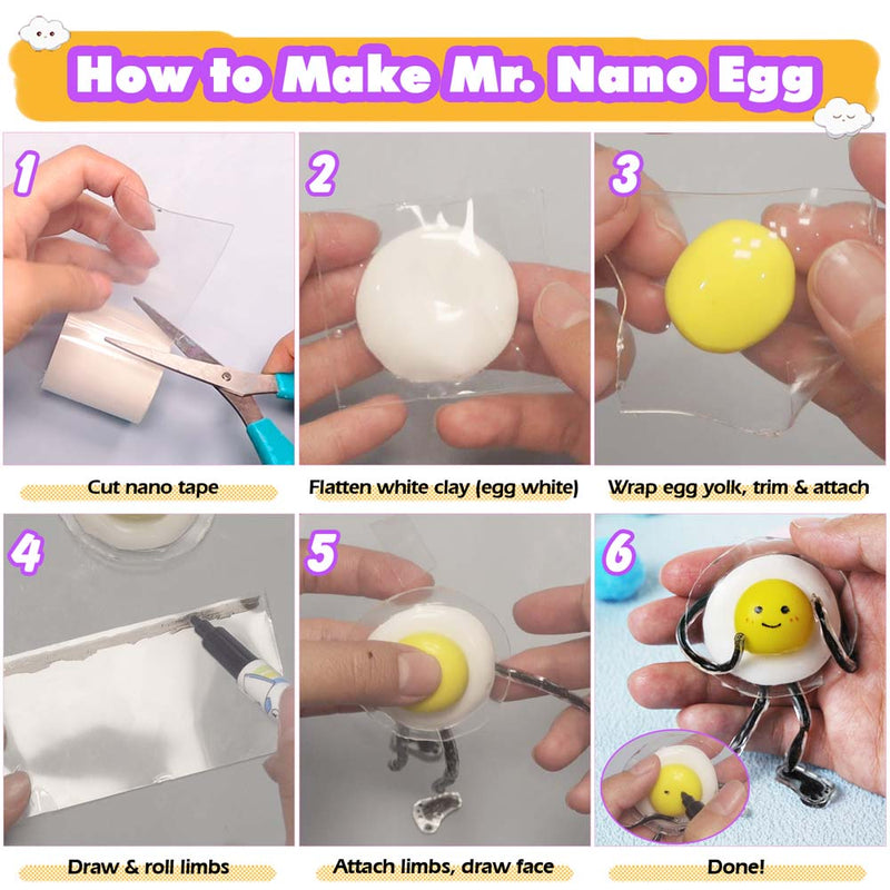 Nano Tape Bubble Kit with Clay, Marker, 6-Design Guide Squishy Maker Set