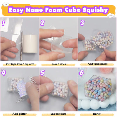 Nano Tape Bubble Kit with Clay, Marker, 6-Design Guide Squishy Maker Set