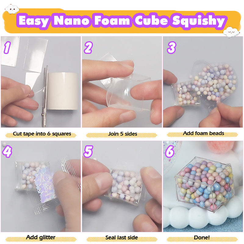 Nano Tape Bubble Kit with Clay, Marker, 6-Design Guide Squishy Maker Set