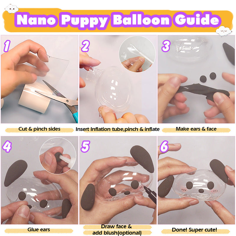 Nano Tape Bubble Kit with Clay, Marker, 6-Design Guide Squishy Maker Set