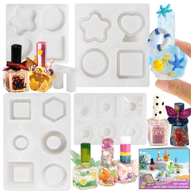 Resin Shaker Bottle Silicone Mold Nail Polish DIY Set with Manual