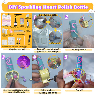 Resin Shaker Bottle Silicone Mold Nail Polish DIY Set with Manual