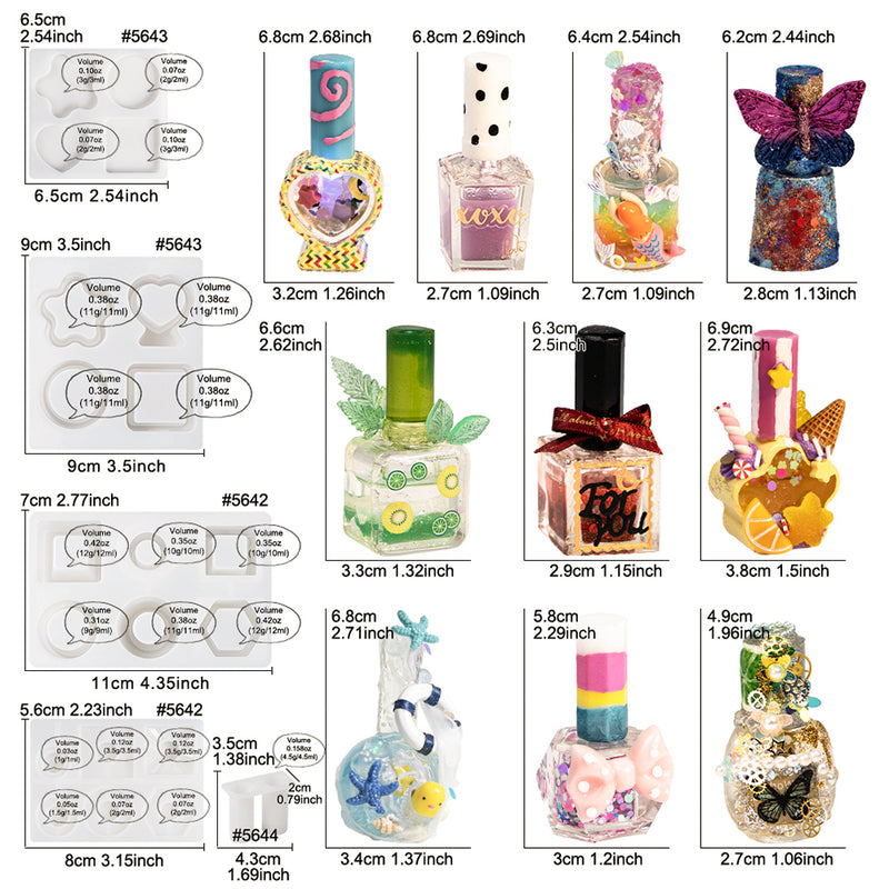 Resin Shaker Bottle Silicone Mold Nail Polish DIY Set with Manual