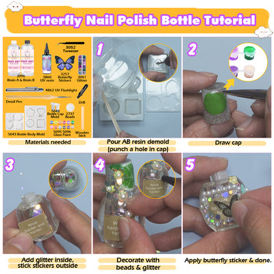 Resin Shaker Bottle Silicone Mold Nail Polish DIY Set with Manual