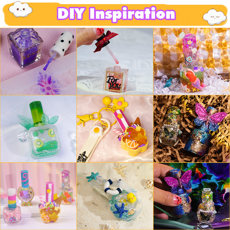 Resin Shaker Bottle Silicone Mold Nail Polish DIY Set with Manual