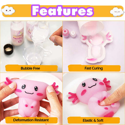Taba Squishy Maker Big Axolotl Silicone Mold Gel Kits Pack
