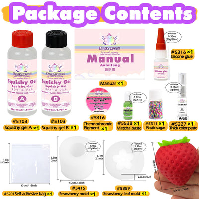 Strawberry Taba Squishy Kit Mold+Silicone Gel+Powder