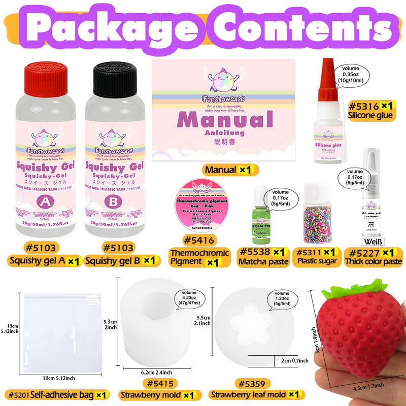 Strawberry Taba Squishy Kit Mold+Silicone Gel+Powder