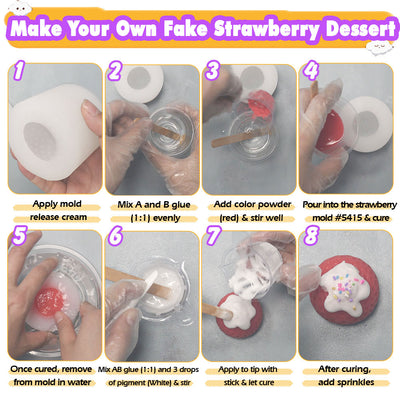 Strawberry Taba Squishy Kit Mold+Silicone Gel+Powder