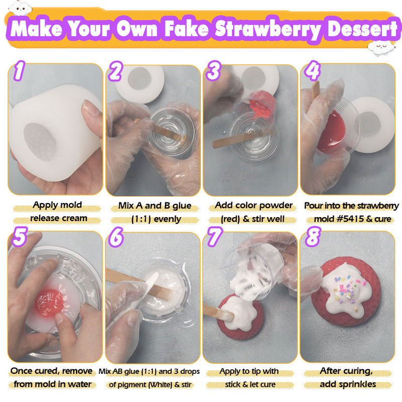 Strawberry Taba Squishy Kit Mold+Silicone Gel+Powder