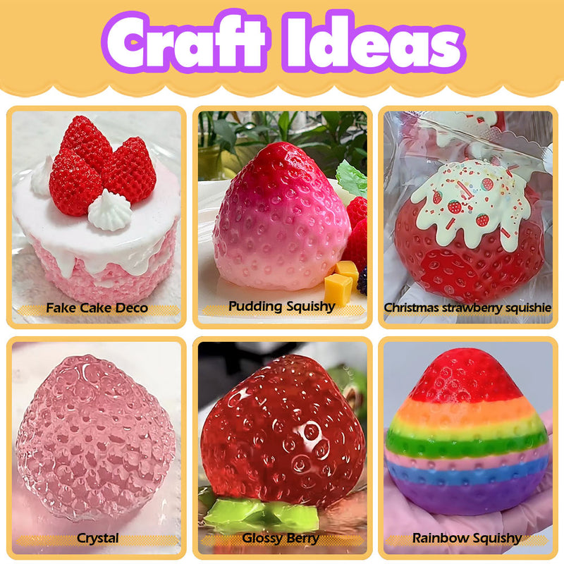 Strawberry Taba Squishy Kit Mold+Silicone Gel+Powder