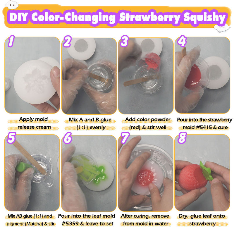 Strawberry Taba Squishy Kit Mold+Silicone Gel+Powder