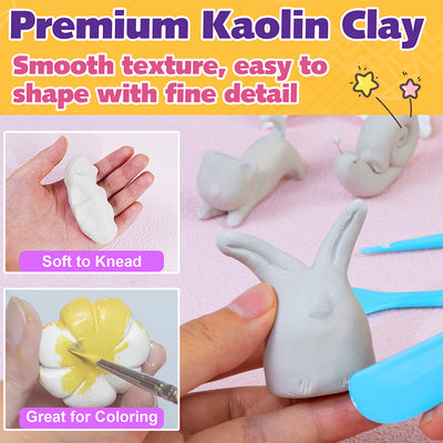 Air Dry Clay Handprint Keepsake Kit with Paints, Glaze, Tools for DIY Ornament