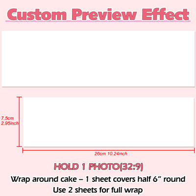 Custom Edible Image for Cake Wrap Topper – 10.2in L × 3in H