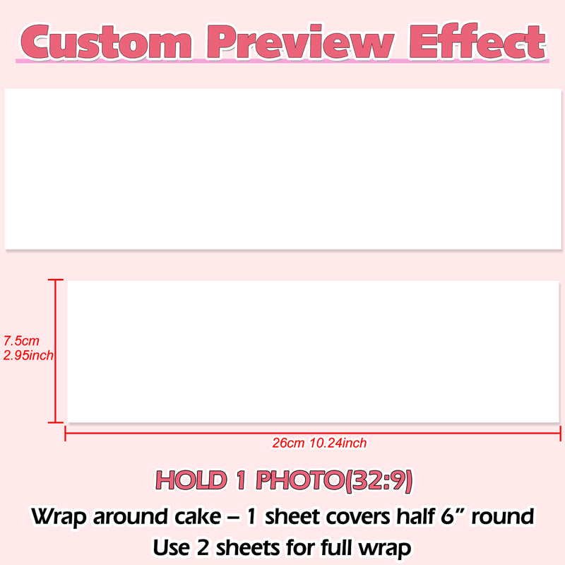 Custom Edible Image for Cake Wrap Topper – 10.2in L × 3in H