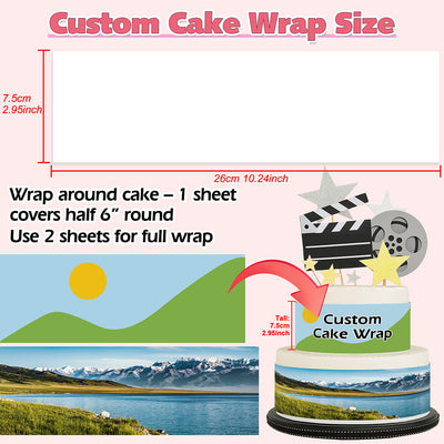 Custom Edible Image for Cake Wrap Topper – 10.2in L × 3in H