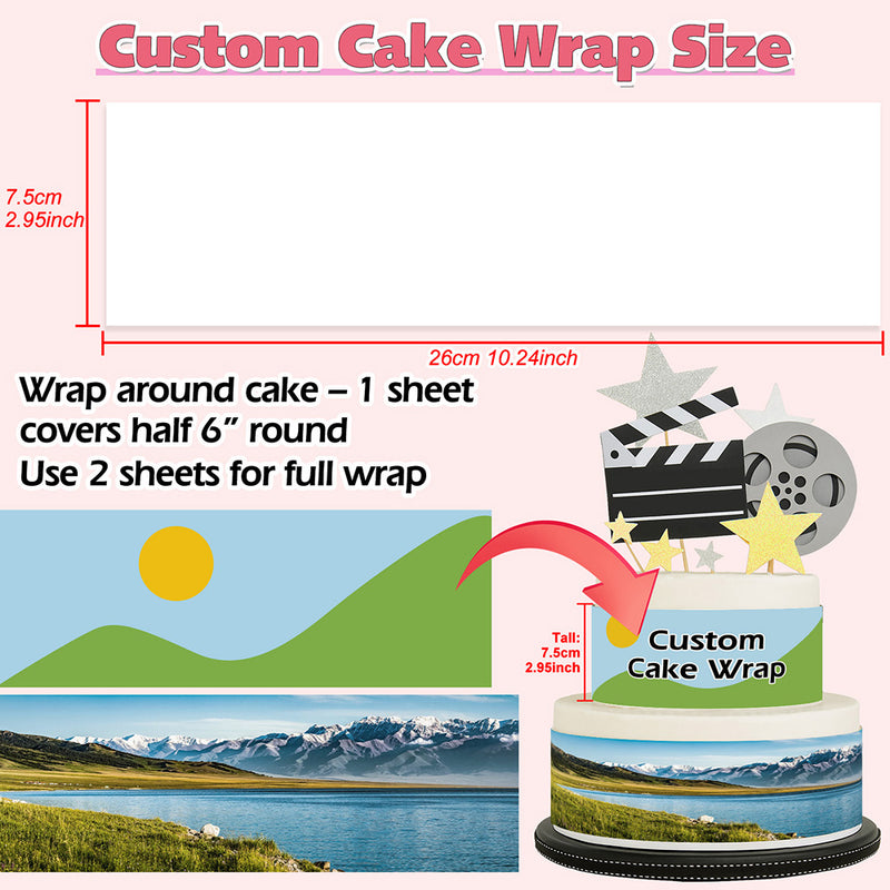 Custom Edible Image for Cake Wrap Topper – 10.2in L × 3in H